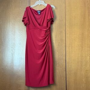 American Living Pullover Cranberry Red Surplice Front Rouched Draped Dress Sz 6